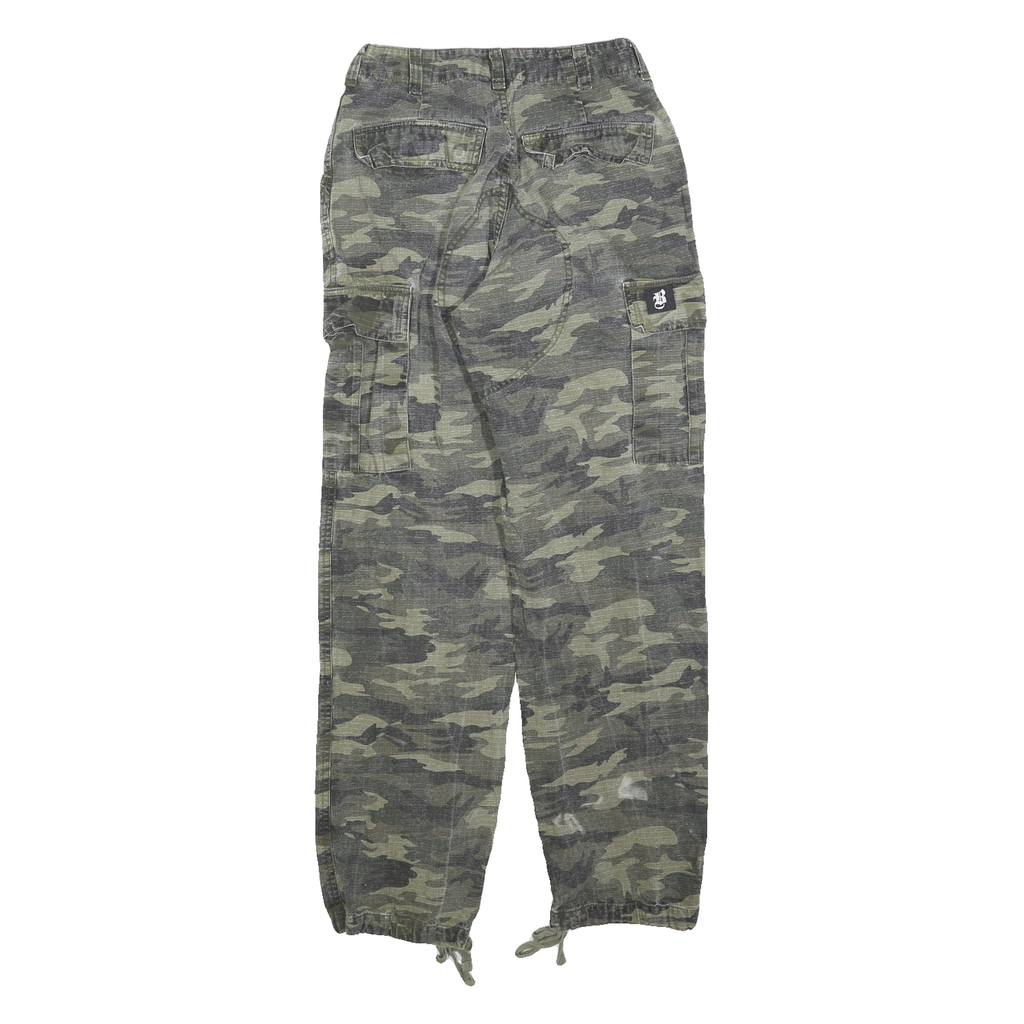 BAC Womens Cotton Blend Green Camouflage Regular Fit Tapered Trousers W24 L29