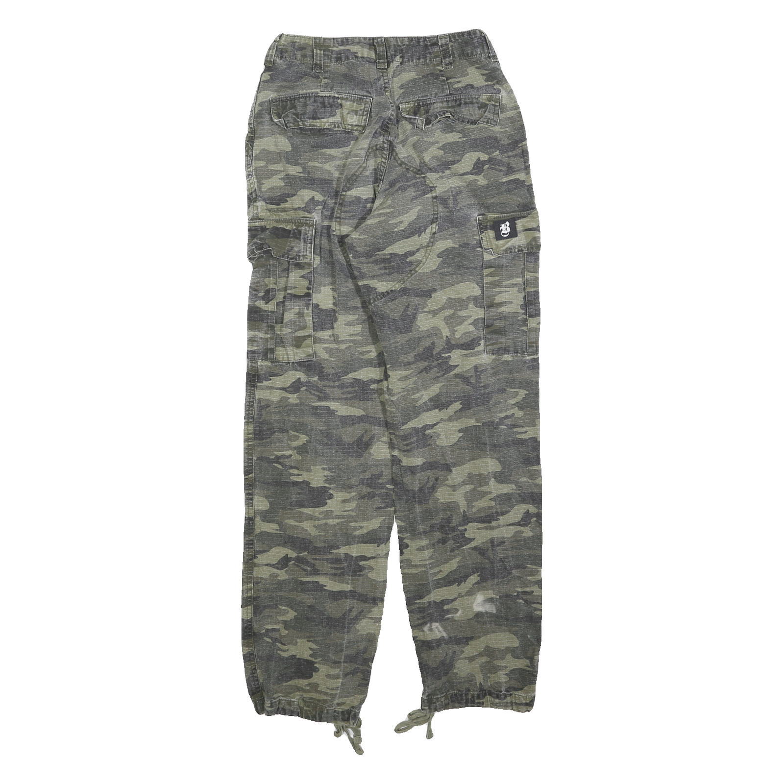 BAC Womens Cotton Blend Green Camouflage Regular Fit Tapered Trousers W24 L29