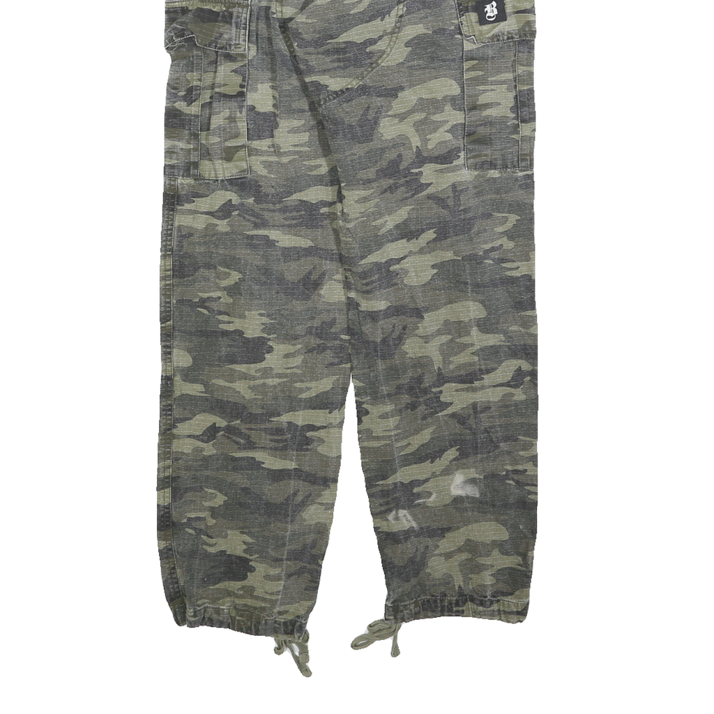 BAC Womens Cotton Blend Green Camouflage Regular Fit Tapered Trousers W24 L29
