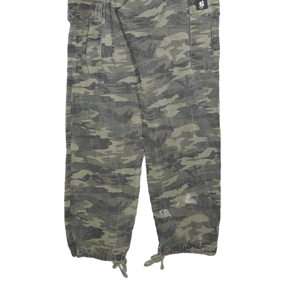 BAC Womens Cotton Blend Green Camouflage Regular Fit Tapered Trousers W24 L29