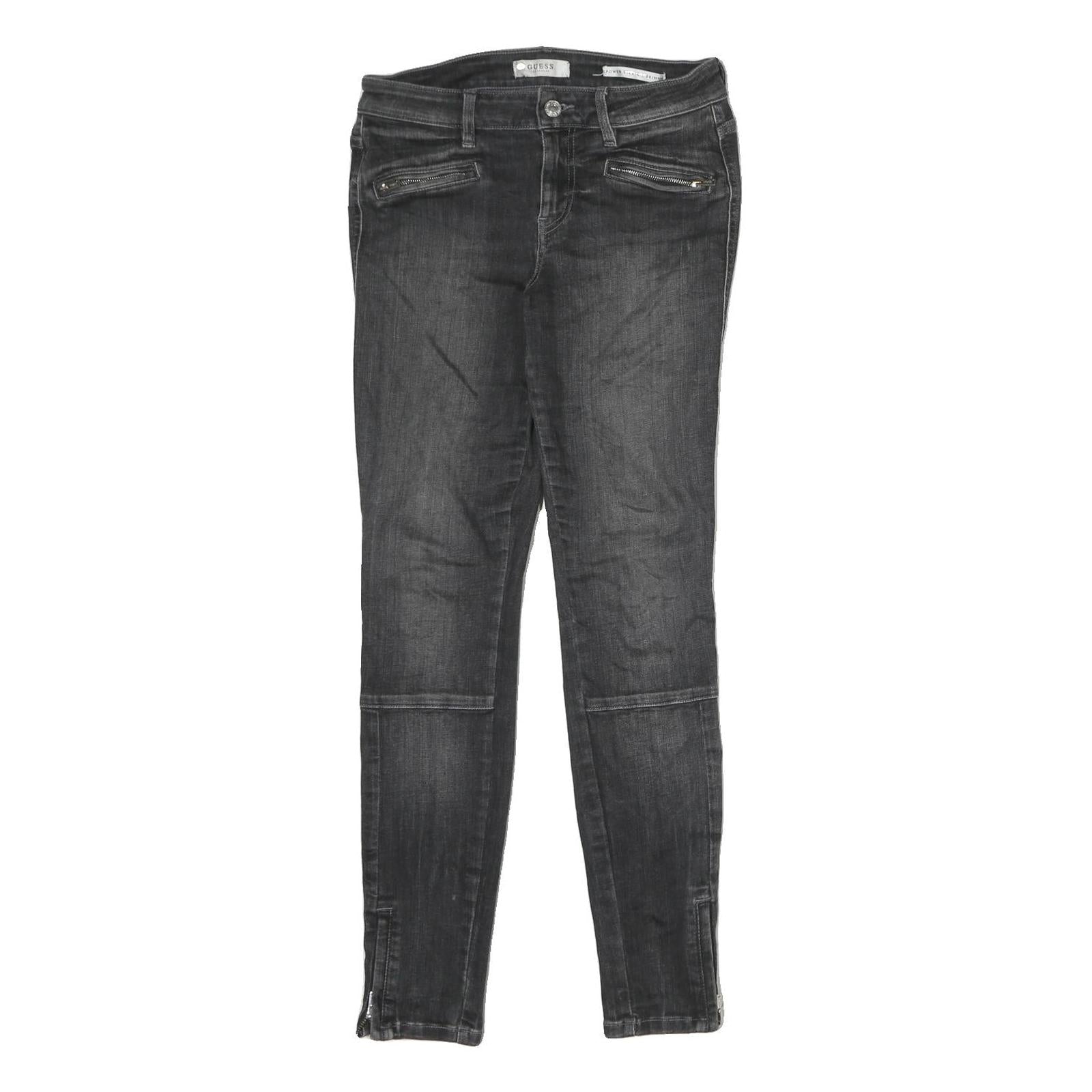GUESS Mens Jeans Black Slim Skinny Denim Medium W28 L29 Zip Pocket Detail