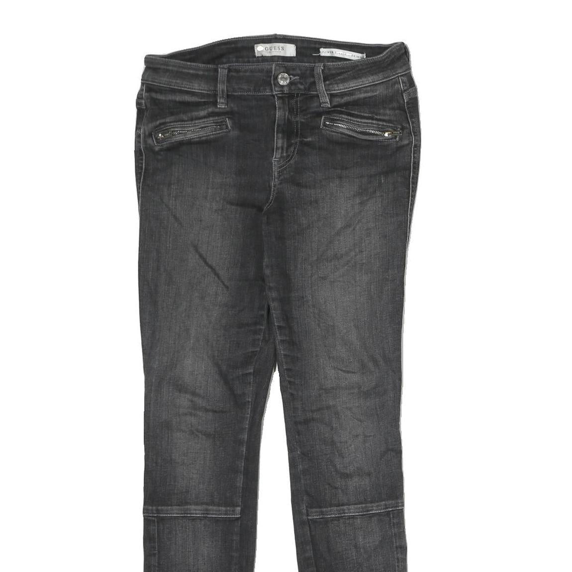 GUESS Mens Jeans Black Slim Skinny Denim Medium W28 L29 Zip Pocket Detail