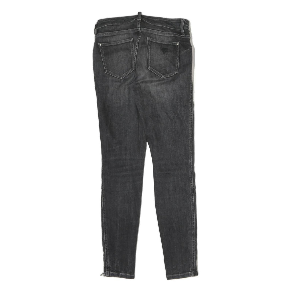 GUESS Mens Jeans Black Slim Skinny Denim Medium W28 L29 Zip Pocket Detail