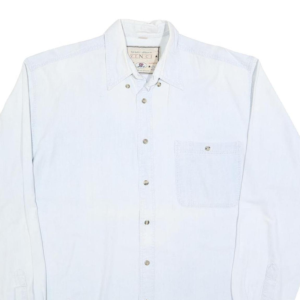 VINCI Mens White Casual Shirt M Cotton Blend Button Down Long Sleeve