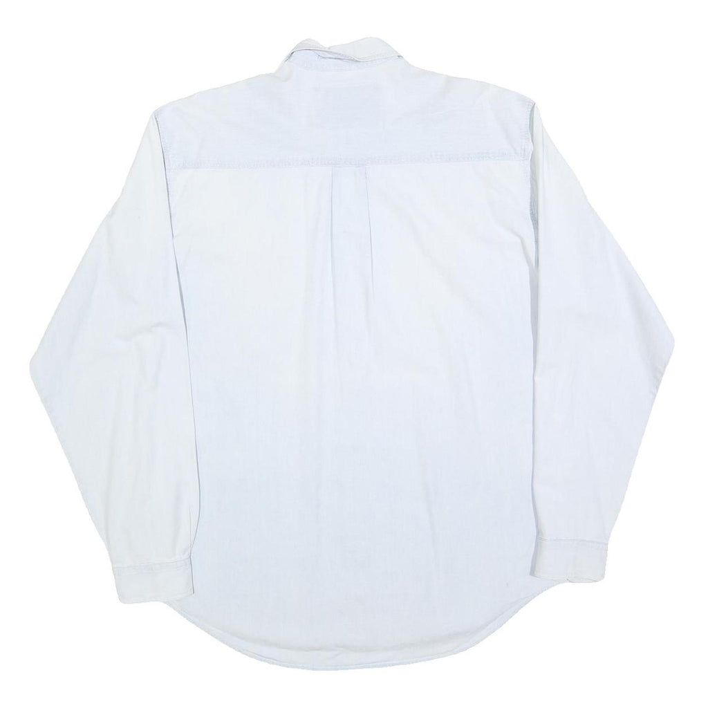 VINCI Mens White Casual Shirt M Cotton Blend Button Down Long Sleeve