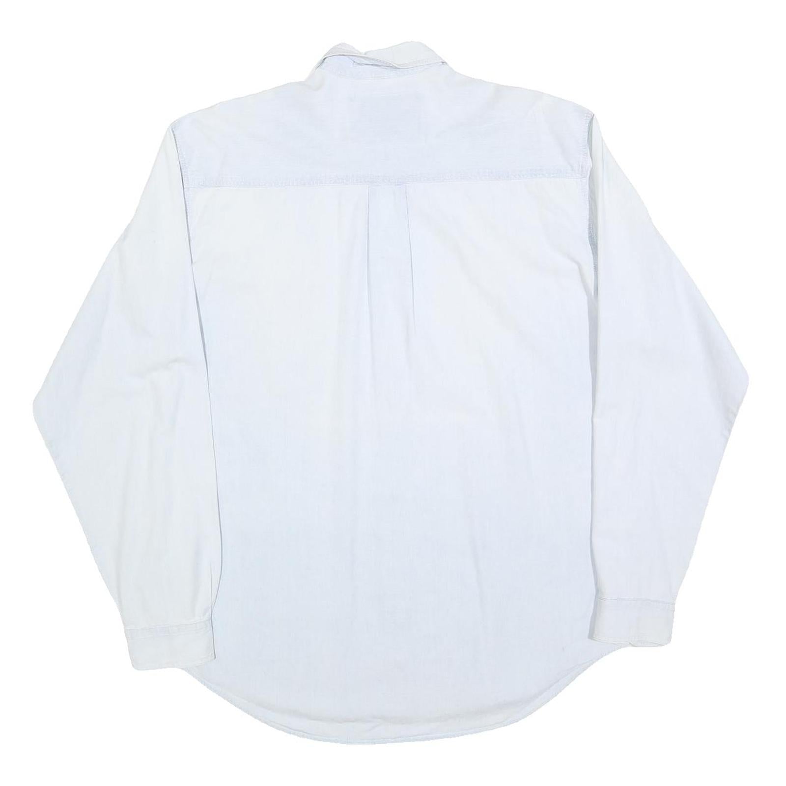 VINCI Mens White Casual Shirt M Cotton Blend Button Down Long Sleeve