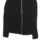 CALVIN KLEIN Womens Black Zip Front Top Long Sleeve V-Neck XS Slim Fit