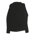 CALVIN KLEIN Womens Black Zip Front Top Long Sleeve V-Neck XS Slim Fit