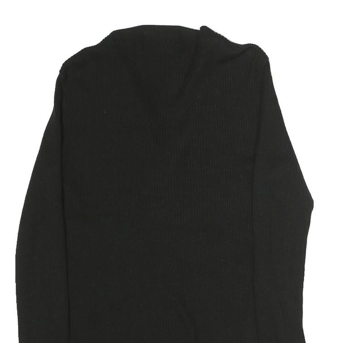 CALVIN KLEIN Womens Black Zip Front Top Long Sleeve V-Neck XS Slim Fit