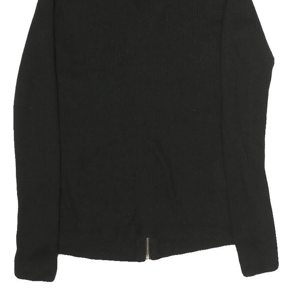 CALVIN KLEIN Womens Black Zip Front Top Long Sleeve V-Neck XS Slim Fit