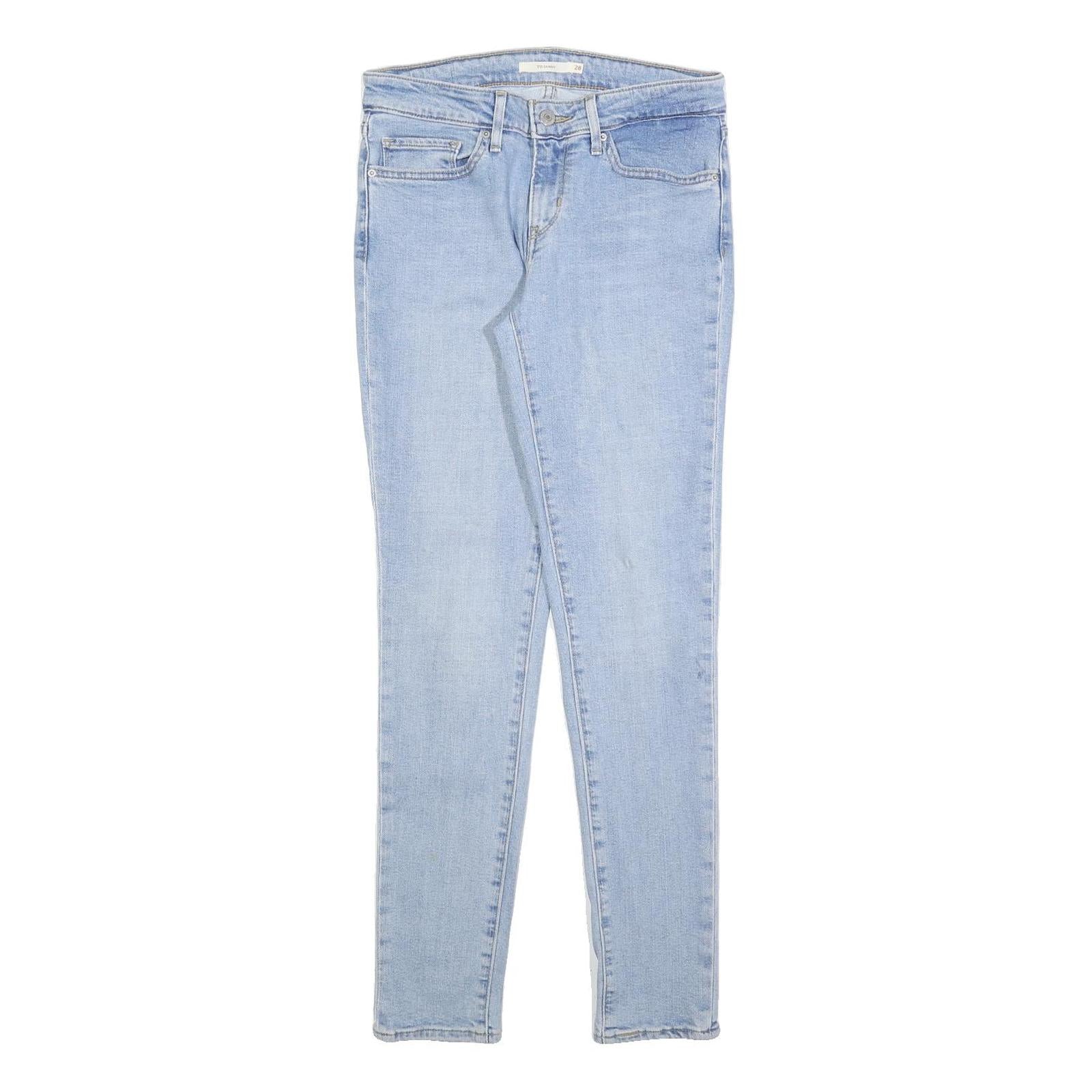LEVI'S 711 Womens Jeans Blue Slim Skinny Denim Light W28 L32 Cotton Blend Zip
