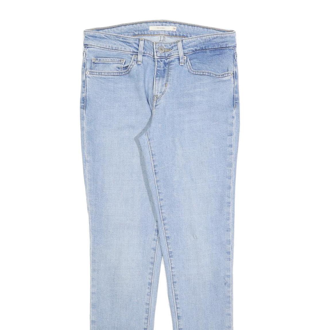 LEVI'S 711 Womens Jeans Blue Slim Skinny Denim Light W28 L32 Cotton Blend Zip