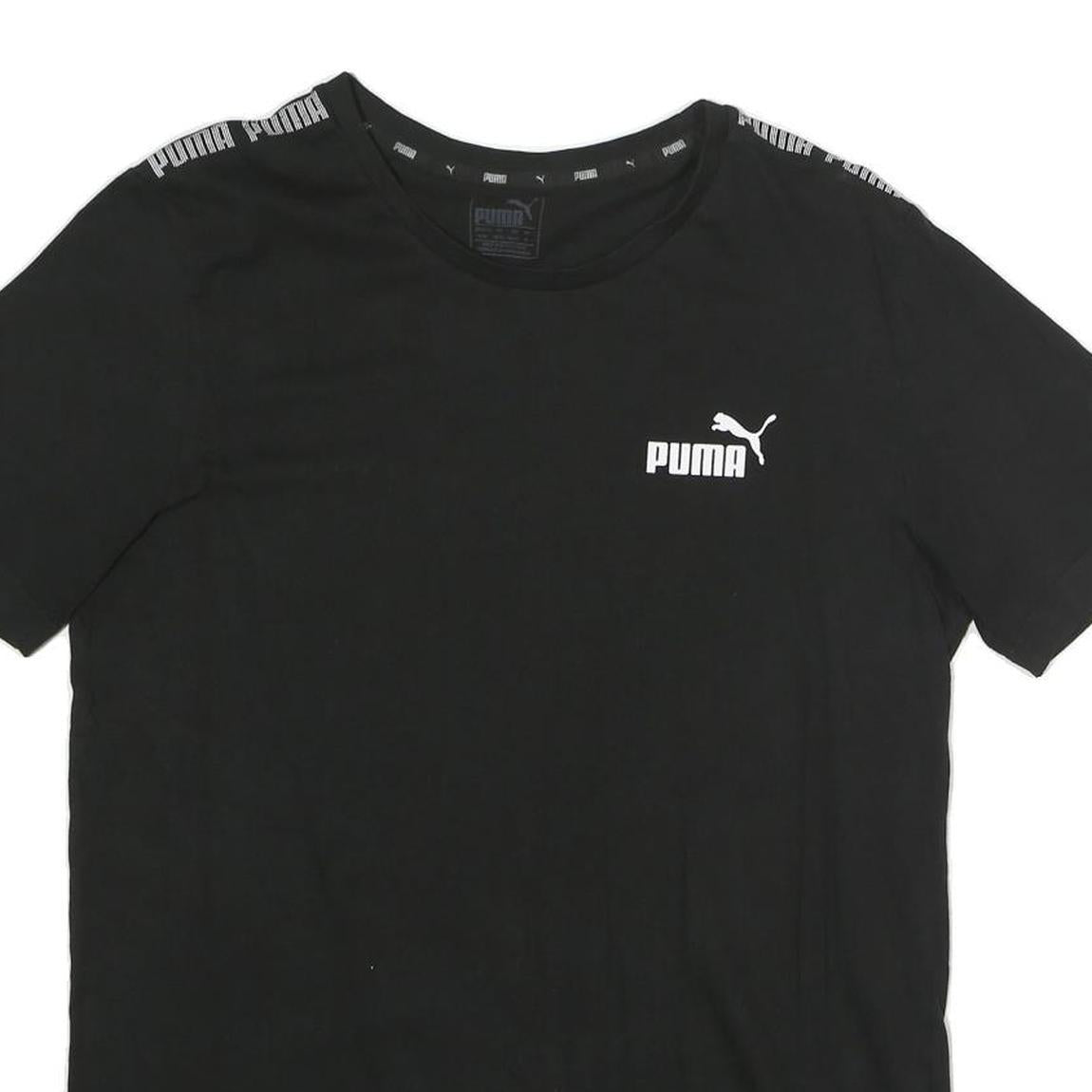 PUMA Mens Black Graphic T-Shirt M Short Sleeve Crew Neck Logo Print