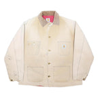 CARHARTT Mens Beige Workwear Jacket XL Cotton Blend Button Closure Durable