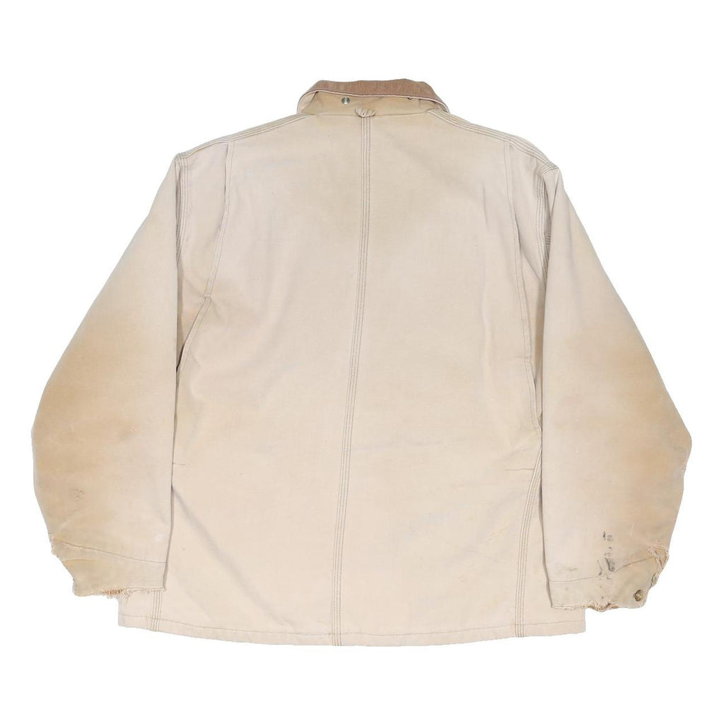 CARHARTT Mens Beige Workwear Jacket XL Cotton Blend Button Closure Durable