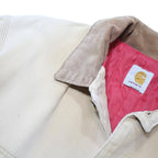 CARHARTT Mens Beige Workwear Jacket XL Cotton Blend Button Closure Durable