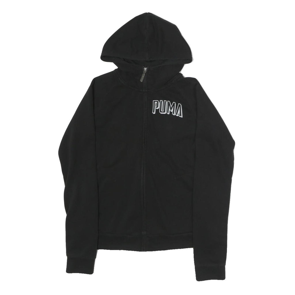 PUMA Womens Black Hoodie S Full Zip Cotton Blend Casual Sportswear