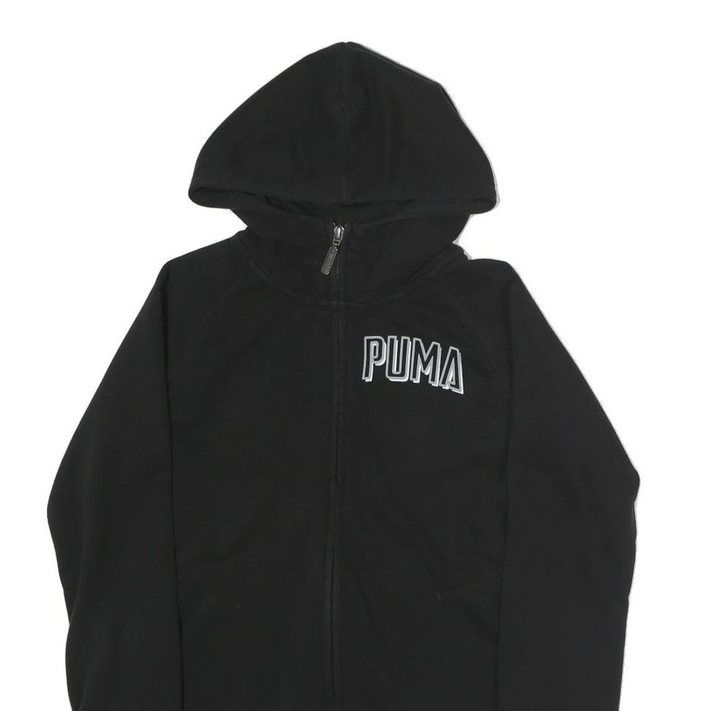 PUMA Womens Black Hoodie S Full Zip Cotton Blend Casual Sportswear