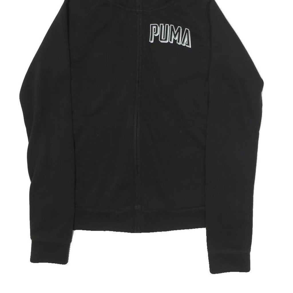 PUMA Womens Black Hoodie S Full Zip Cotton Blend Casual Sportswear