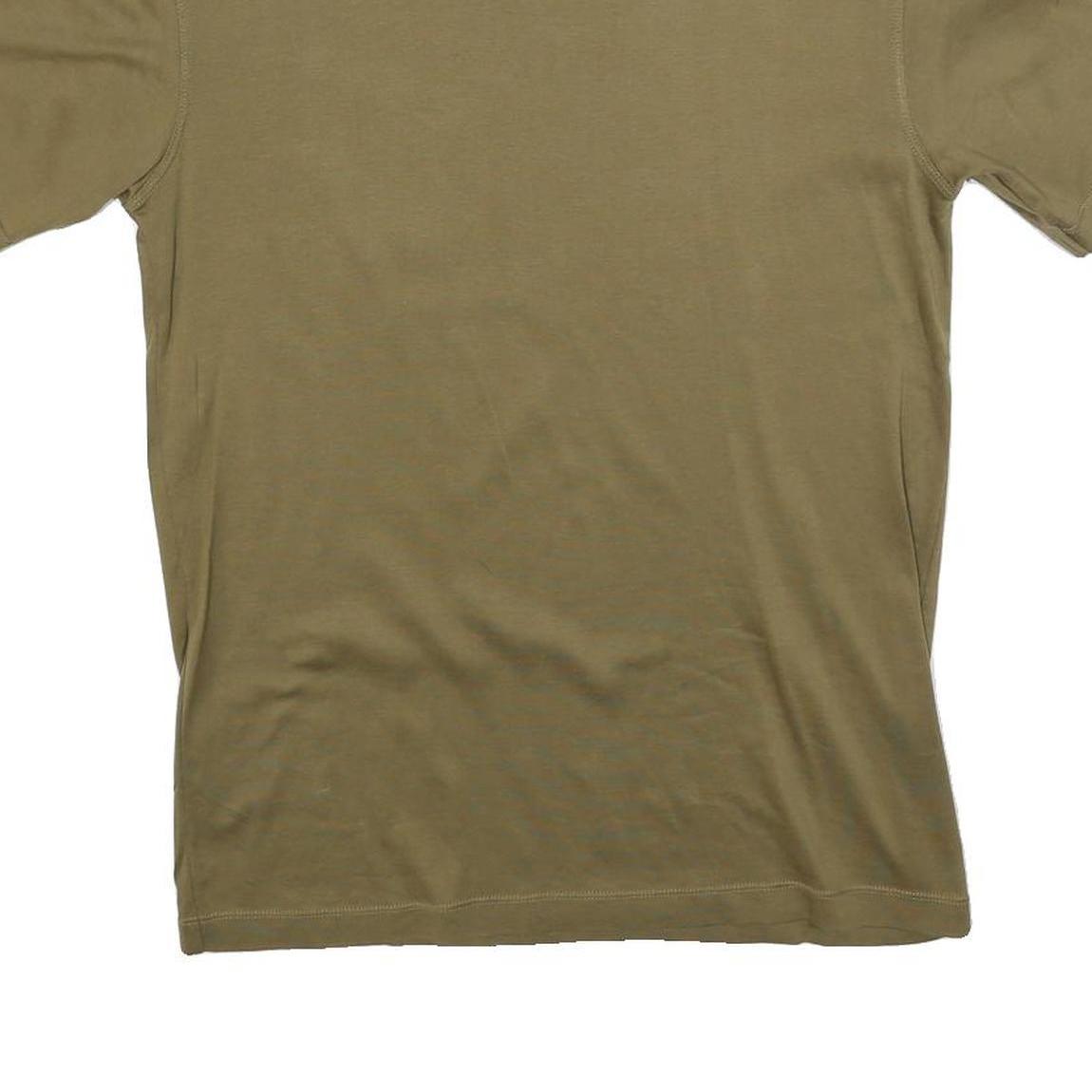 Mens Olive Plain Cotton Blend T-Shirt M Short Sleeve Crew Neck Basic Casual