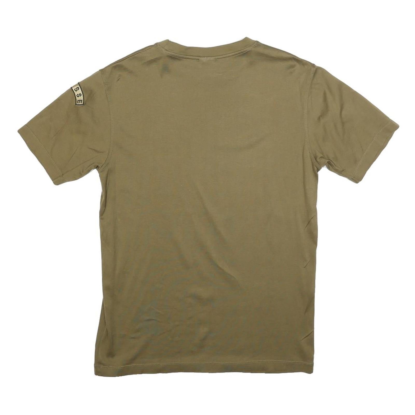 Mens Olive Plain Cotton Blend T-Shirt M Short Sleeve Crew Neck Basic Casual