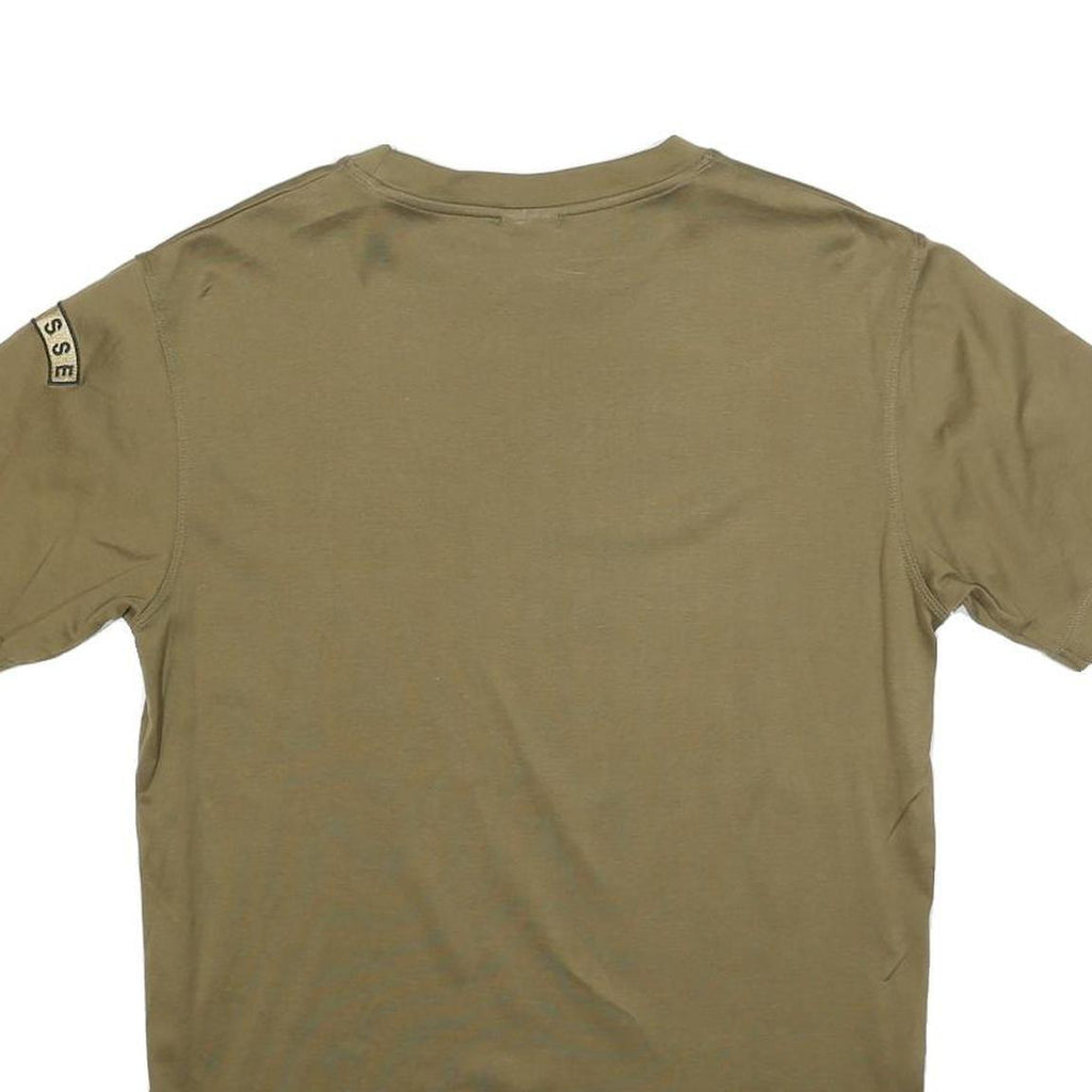 Mens Olive Plain Cotton Blend T-Shirt M Short Sleeve Crew Neck Basic Casual
