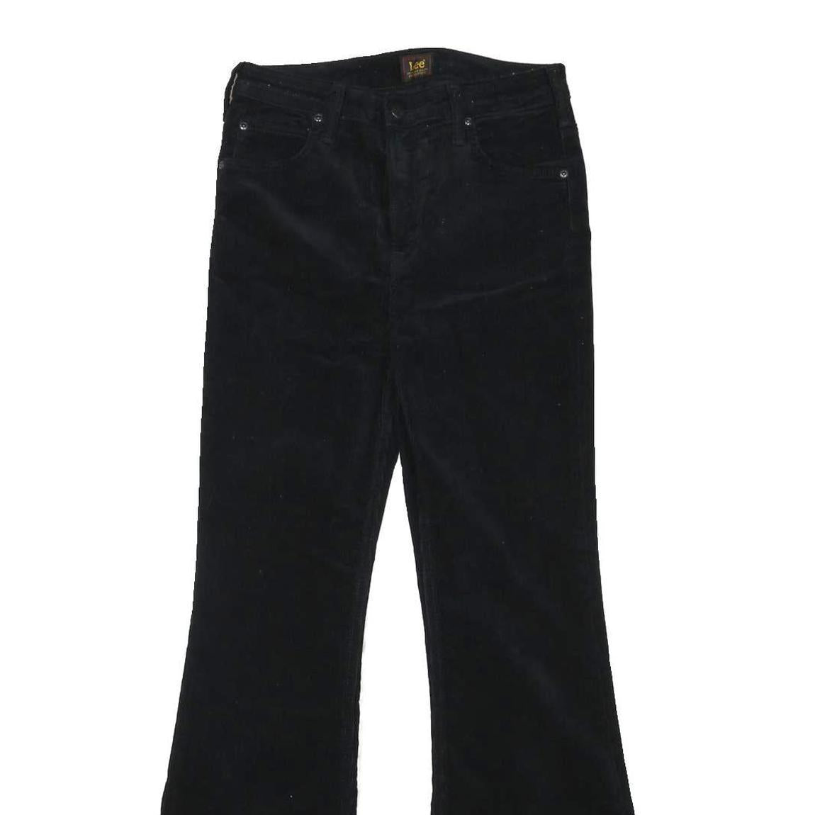 LEE Womens Cotton Blend Black Regular Flared Trousers W27 L30 Stylish Comfort
