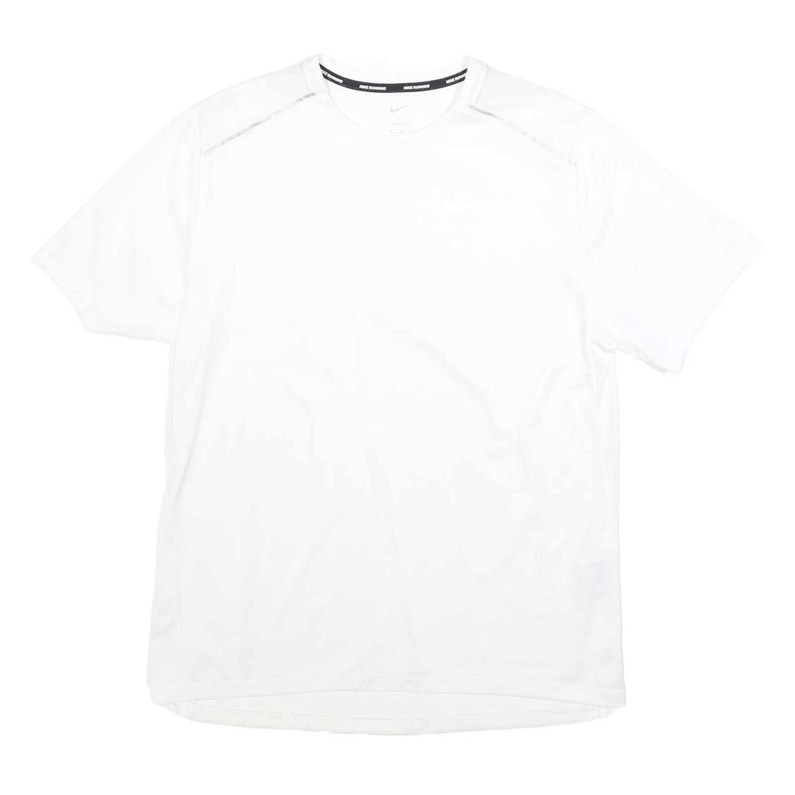 NIKE Mens White Running T-Shirt M Short Sleeve Crew Neck Performance