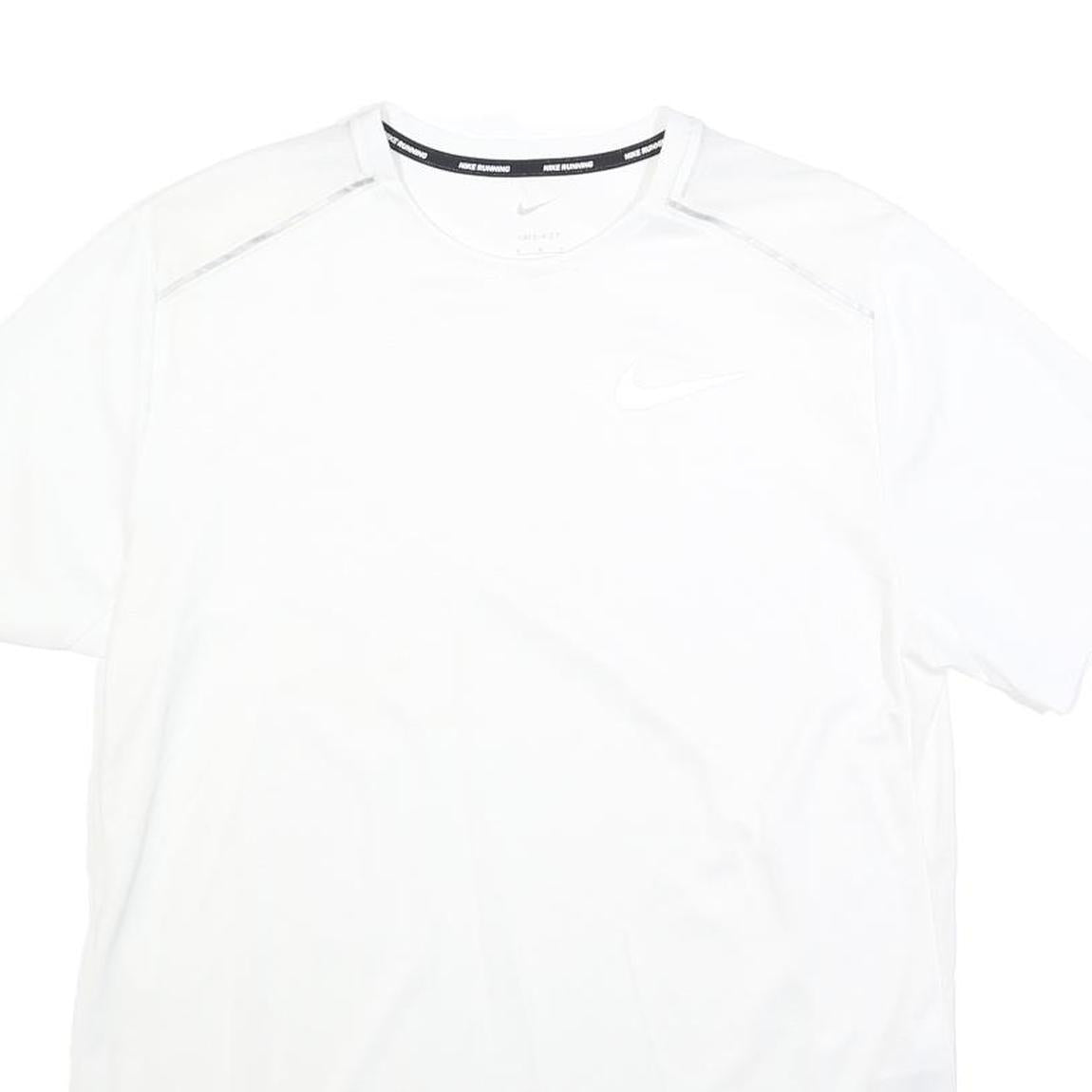 NIKE Mens White Running T-Shirt M Short Sleeve Crew Neck Performance