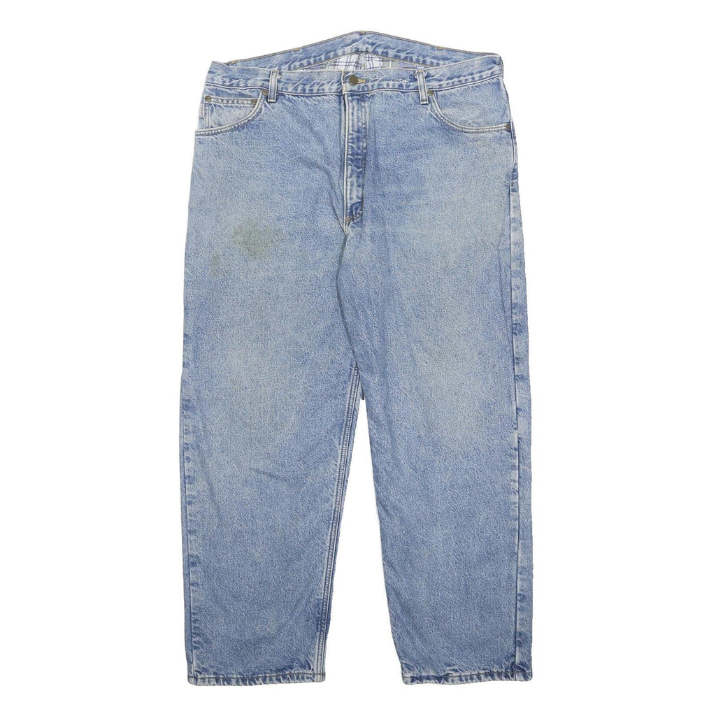 CARHARTT Blanket Lined Mens Jeans Blue Regular Denim Light W38 L28 Classic Zip