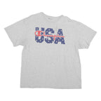 CHAMPION Mens Grey USA Graphic T-Shirt XL Short Sleeve Crew Neck Cotton Blend