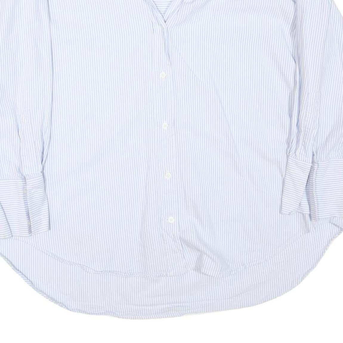 ZARA Womens Blue & White Striped Shirt S Cotton Blend Casual Long Sleeve