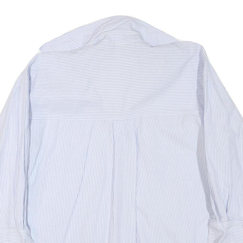 ZARA Womens Blue & White Striped Shirt S Cotton Blend Casual Long Sleeve