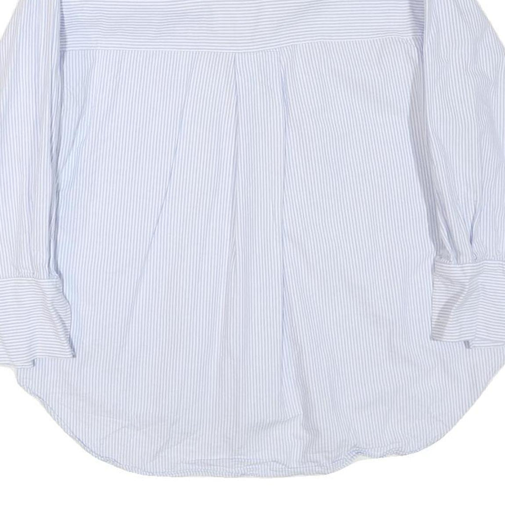 ZARA Womens Blue & White Striped Shirt S Cotton Blend Casual Long Sleeve