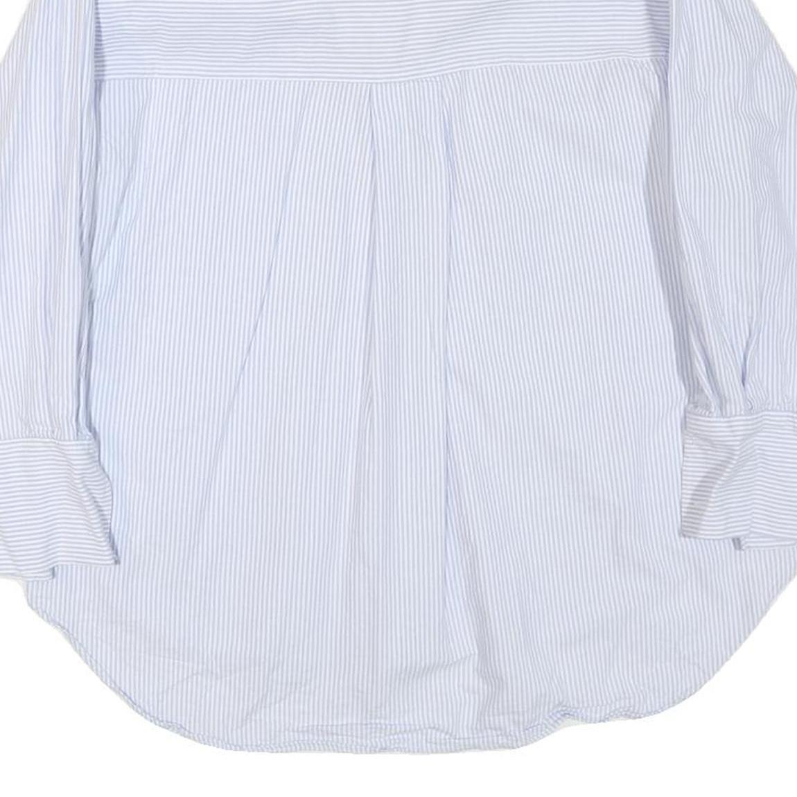 ZARA Womens Blue & White Striped Shirt S Cotton Blend Casual Long Sleeve