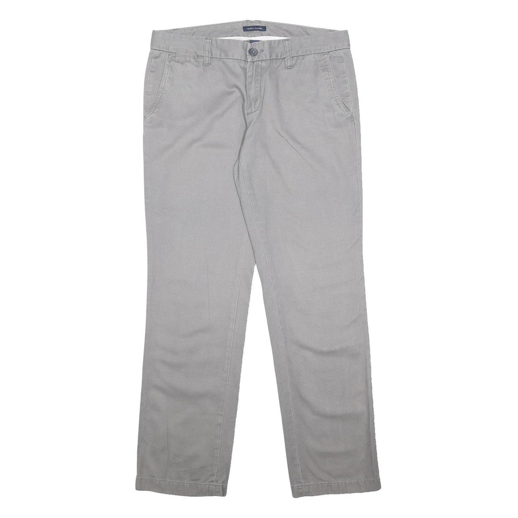 TOMMY HILFIGER Womens Cotton Blend Regular Grey Trousers W33 L31 Comfortable Zip