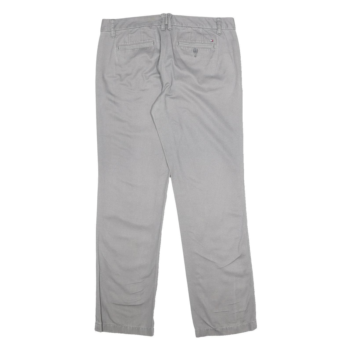 TOMMY HILFIGER Womens Cotton Blend Regular Grey Trousers W33 L31 Comfortable Zip