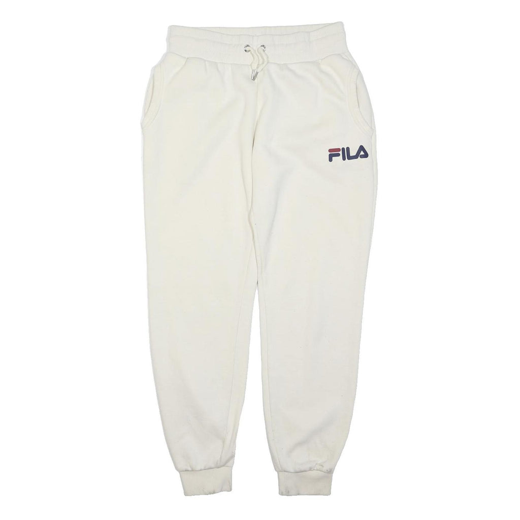 FILA Mens Joggers White S W28 L28 Cotton Blend Regular Tapered Comfort Style
