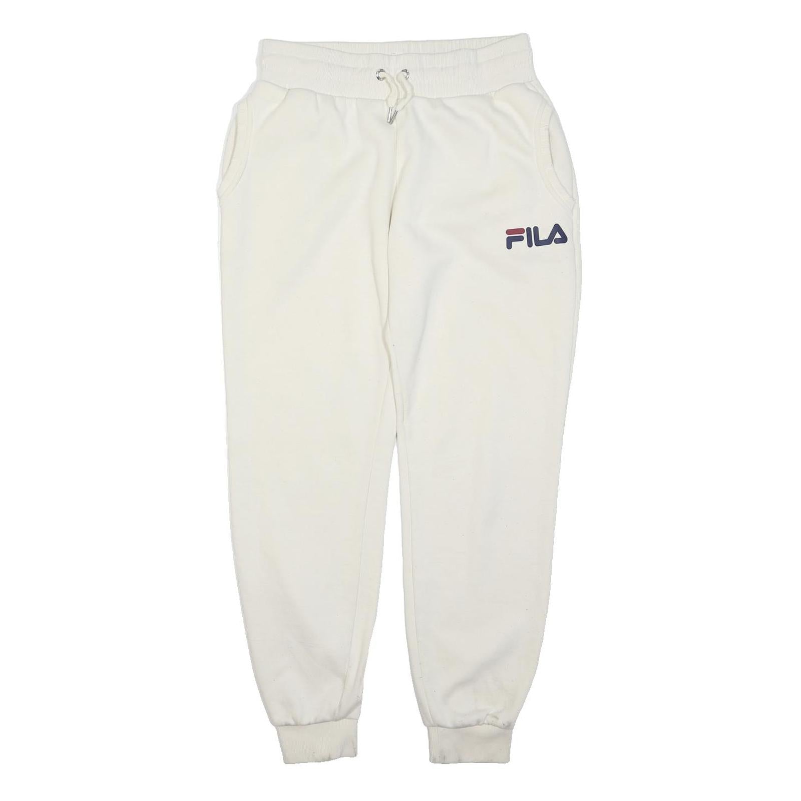 FILA Mens Joggers White S W28 L28 Cotton Blend Regular Tapered Comfort Style