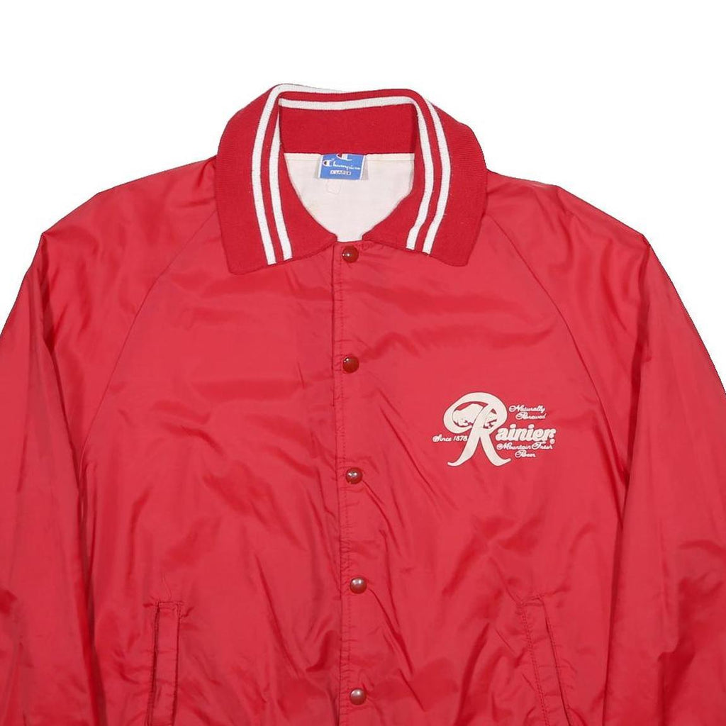 CHAMPION Mens Red Jacket XL Synthetic Plain Button Closure Classic Fit