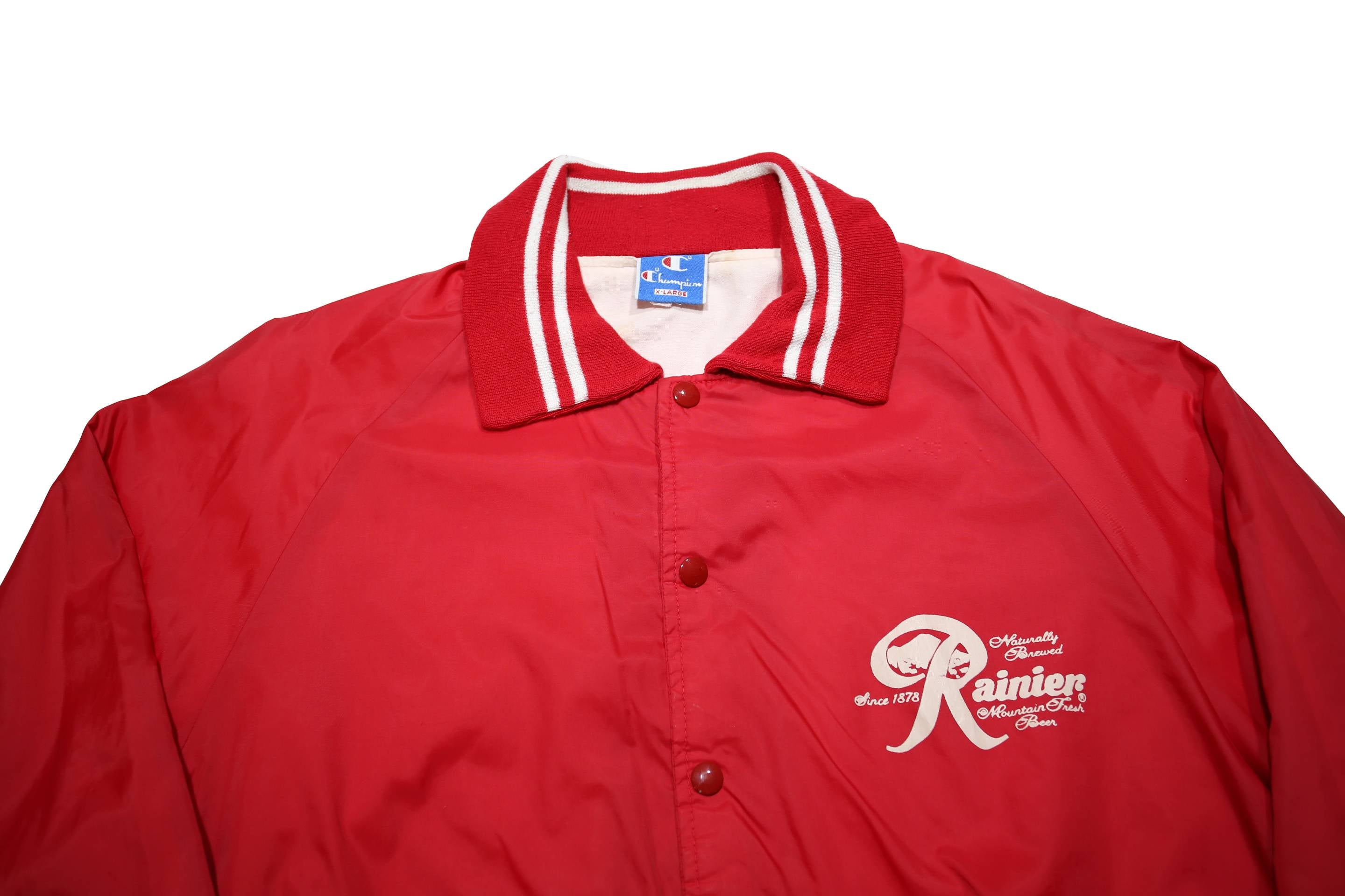 CHAMPION Mens Red Jacket XL Synthetic Plain Button Closure Classic Fit