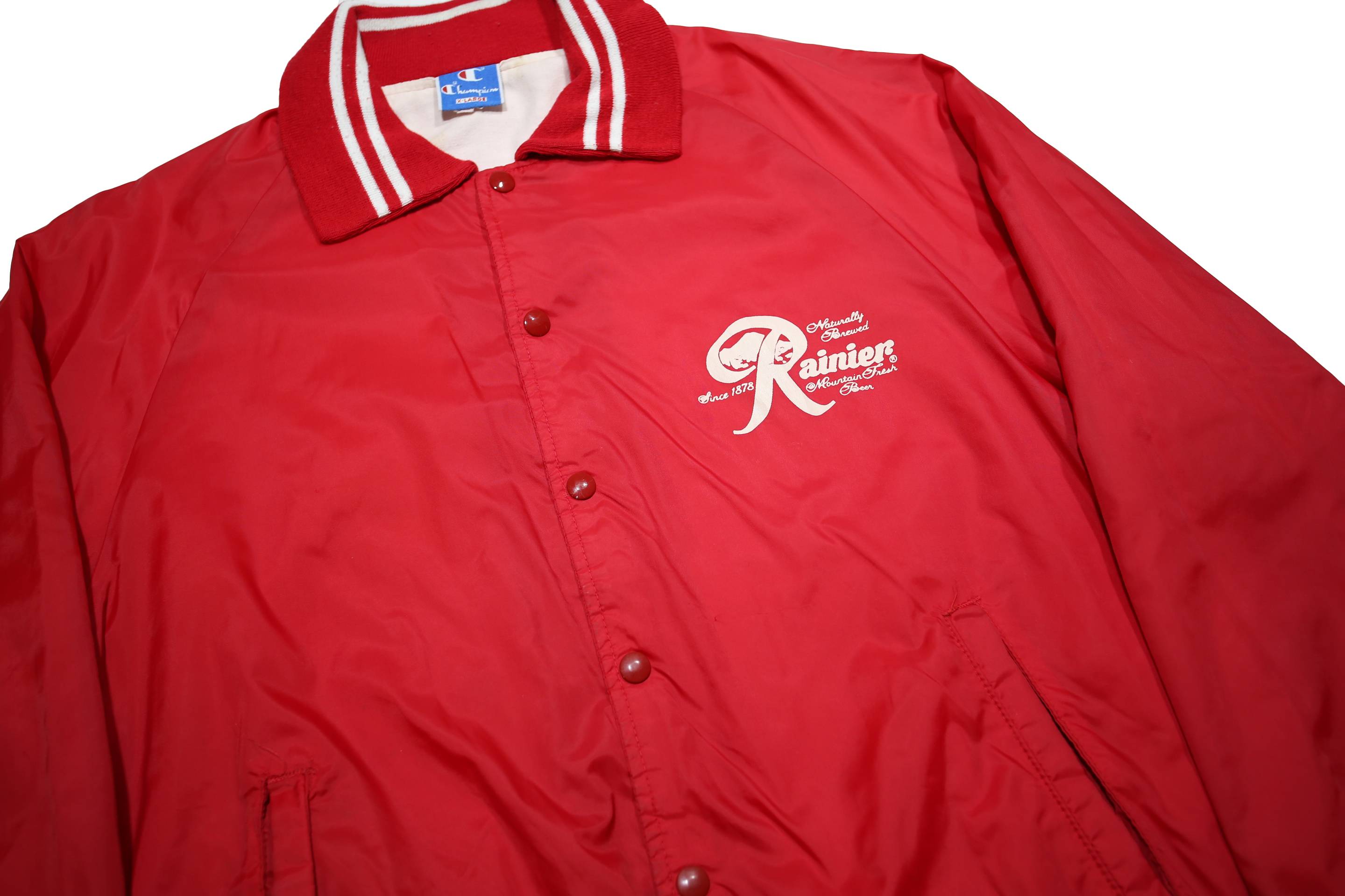 CHAMPION Mens Red Jacket XL Synthetic Plain Button Closure Classic Fit