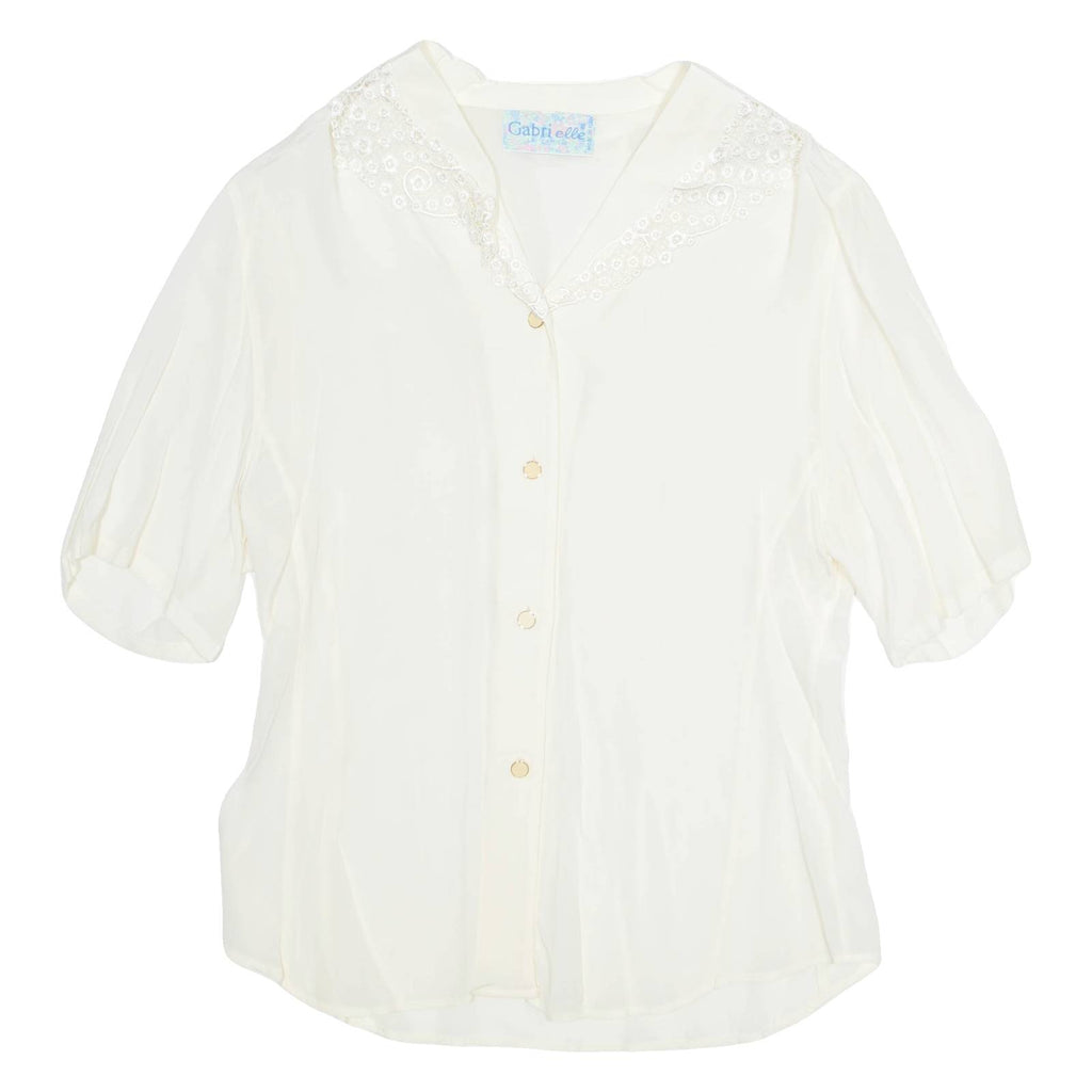 GABRIELLE Womens Blouse Cream V-Neck M