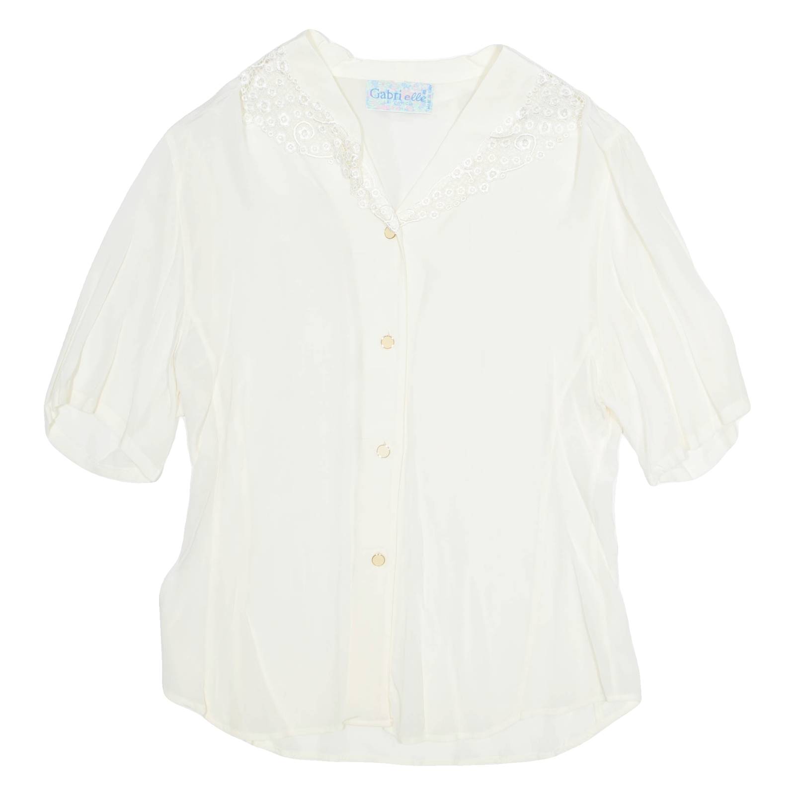 GABRIELLE Womens Blouse Cream V-Neck M