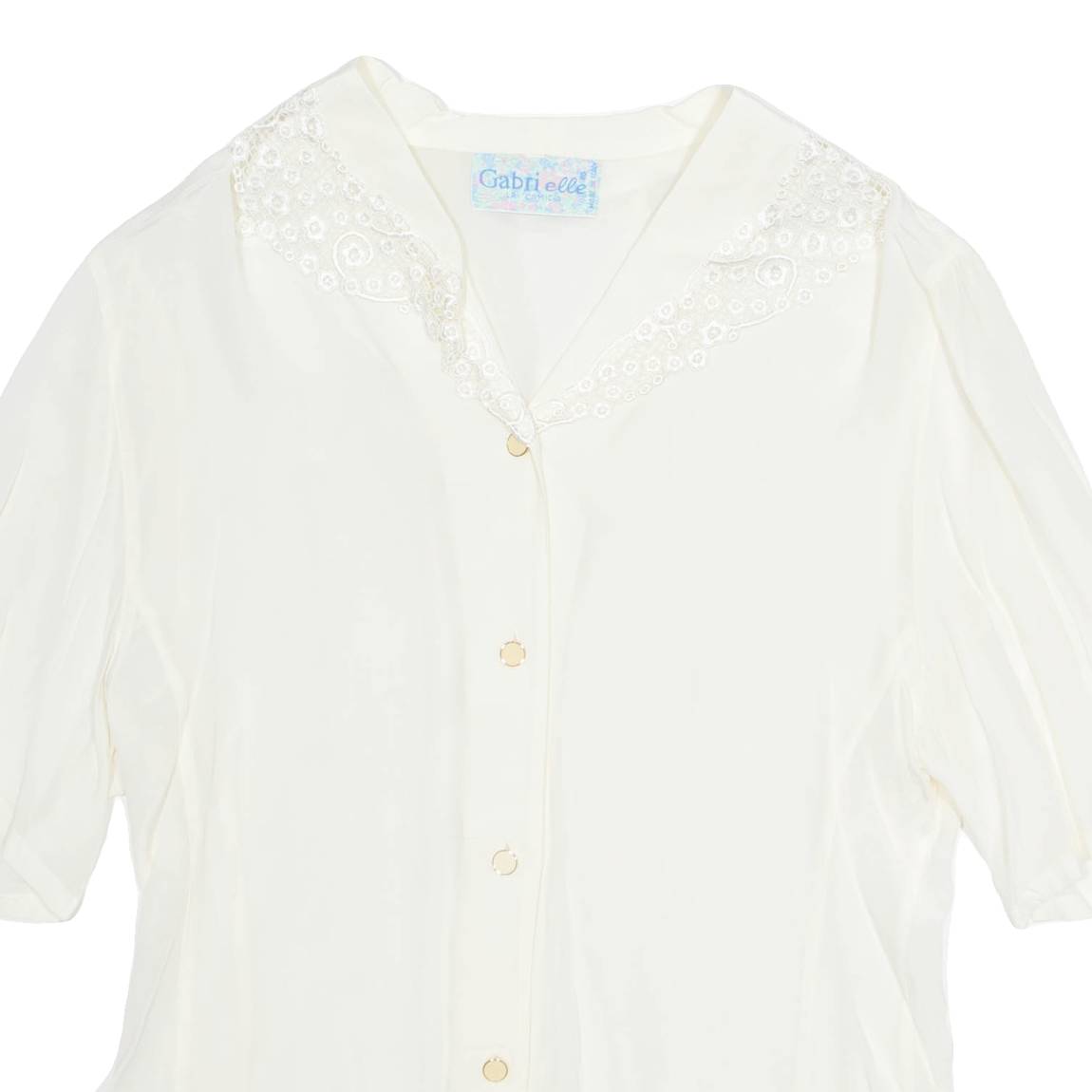 GABRIELLE Womens Blouse Cream V-Neck M