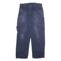 CARHARTT Mens Relaxed Blue Cargo Workwear Cotton Blend Trousers W32 L28