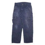 CARHARTT Mens Relaxed Blue Cargo Workwear Cotton Blend Trousers W32 L28