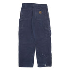 CARHARTT Mens Relaxed Blue Cargo Workwear Cotton Blend Trousers W32 L28