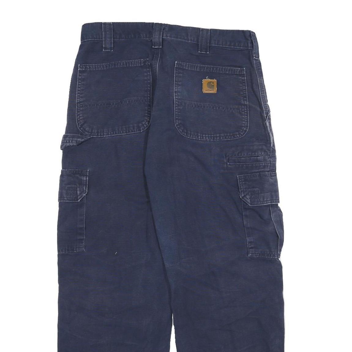 CARHARTT Mens Relaxed Blue Cargo Workwear Cotton Blend Trousers W32 L28