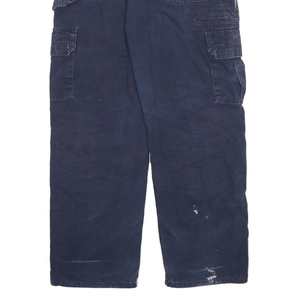 CARHARTT Mens Relaxed Blue Cargo Workwear Cotton Blend Trousers W32 L28